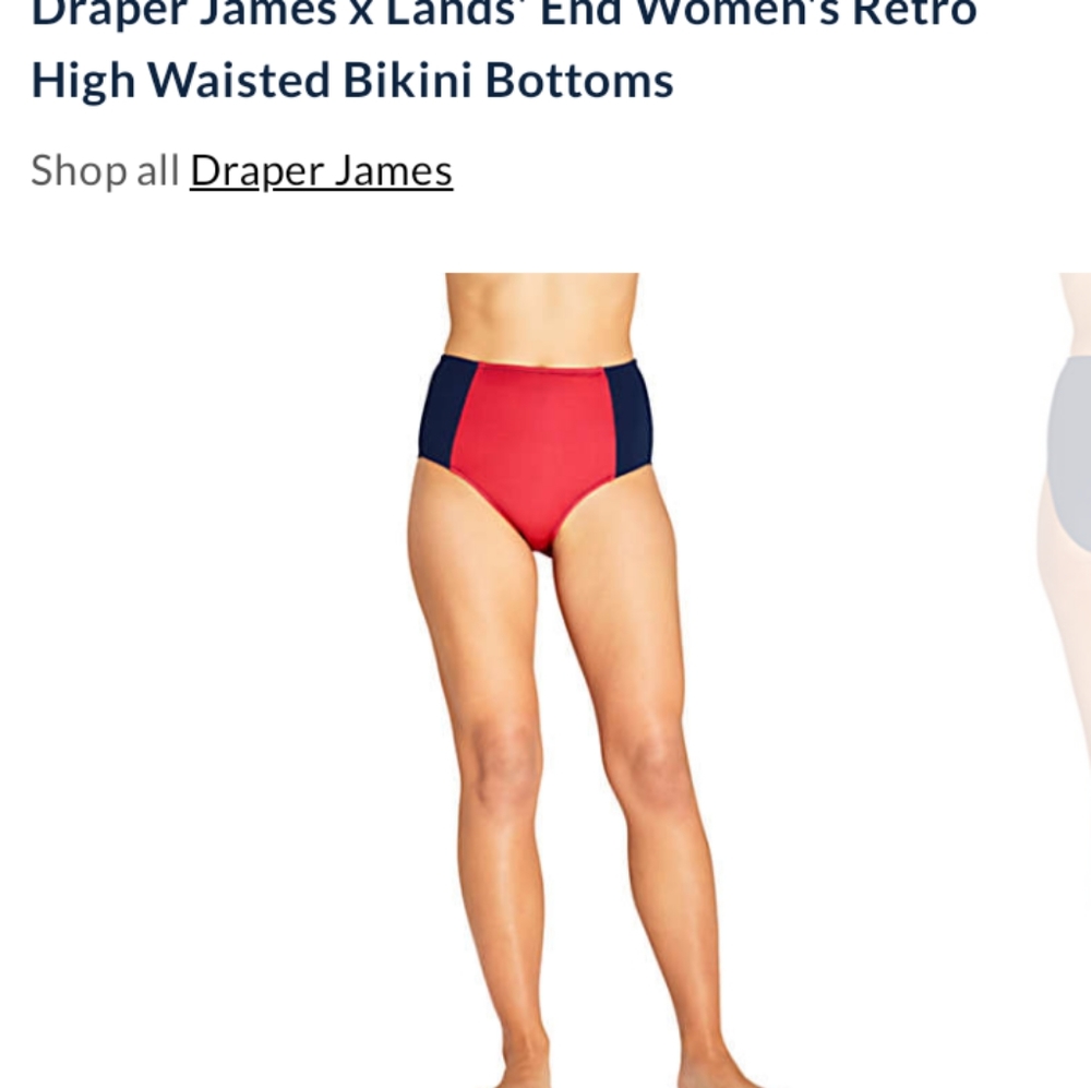 Retro bikini bottoms by Draper James x Lands End, size 8, red & navy - new!!